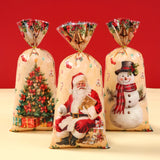 イベント・クリスマス装飾｜レトロなクリスマス柄 ビニール製 ギフトバッグ