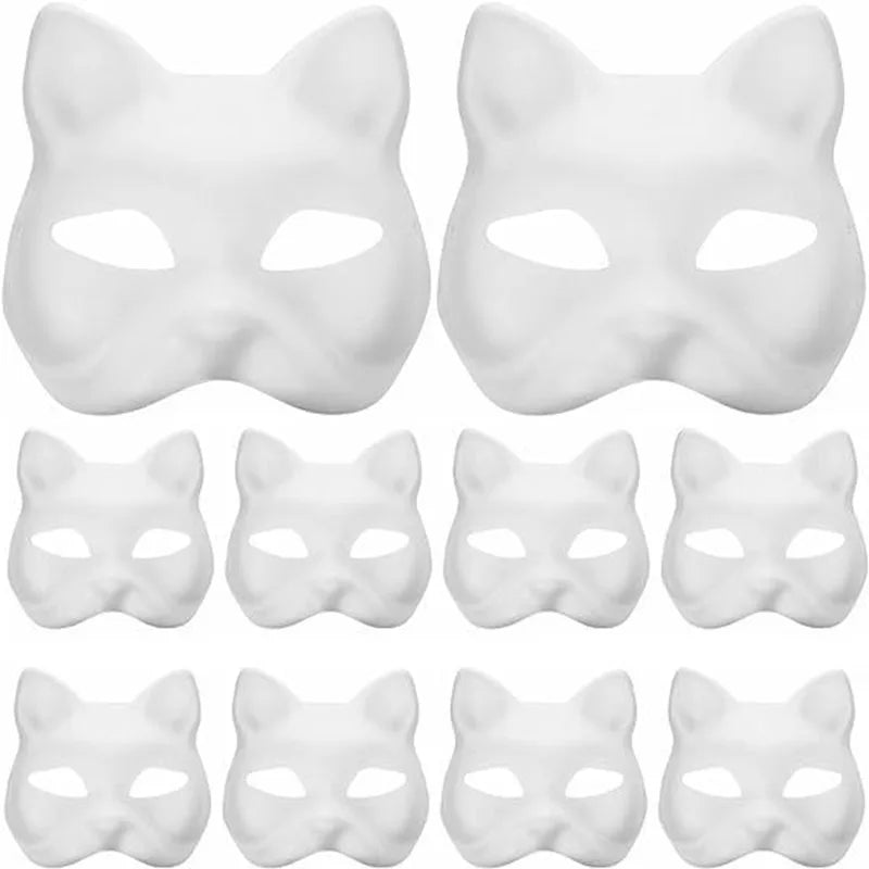 イベント装飾・ハロウィングッズ｜ペイントにぴったり！猫型お面(3/5pcs)