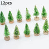 ミニ人工クリスマスツリー・12個パック・木製ベース付き・DIYクラフトやホリデーホームデコレーションに最適な卓上ボトルブラシツリー