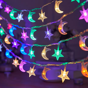 イベント・クリスマス装飾｜星と月の電池式装飾ライト、屋内外用