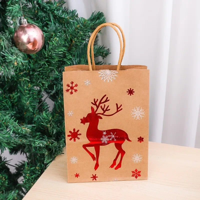 イベント・クリスマス装飾｜クラフト紙クリスマス柄ギフトバッグセット(1枚～10枚入)