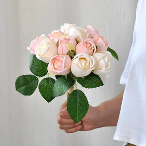 パーティー・インテリア装飾｜造花シルクローズブーケ(25cm)