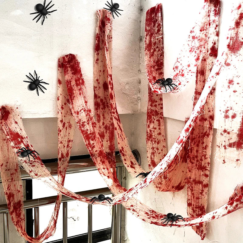 イベント・ハロウィン装飾｜血まみれ布ストリップ 3m