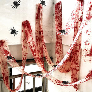 イベント・ハロウィン装飾｜血まみれ布ストリップ 3m