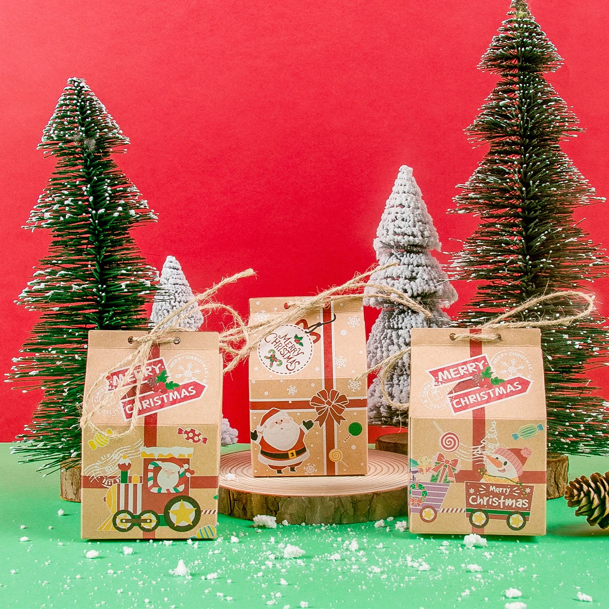 イベント・クリスマス装飾｜クラフト紙製 ギフト用ボックスセット( 20個入）
