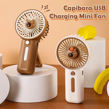 USB充電式 カピバラ柄ミニファン