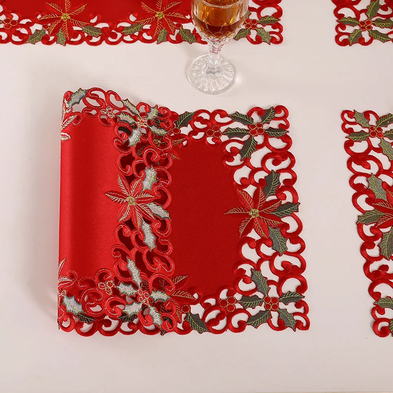 イベント・クリスマス装飾｜刺繍テーブルクロス 1/2/4/6枚セット