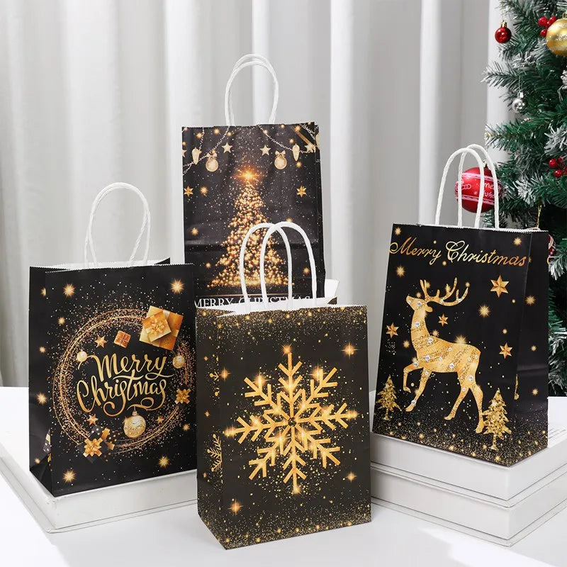 イベント・クリスマス装飾｜クリスマスクラフト紙ギフトバッグセット(4枚入)