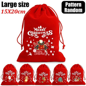 イベント・クリスマス装飾｜クリスマス柄ベルベット巾着バッグセット(XS/S/M/L)