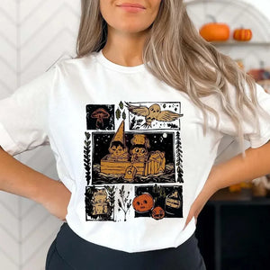 イベント・ハロウィングッズ｜レディース カジュアル パンプキン柄 Tシャツ（M～3XL）