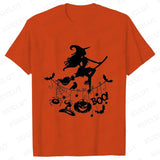 イベント・ハロウィングッズ｜レディース ハロウィン魔女柄Tシャツ (S～XXL)