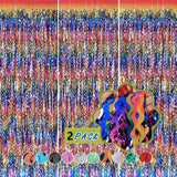 イベント・クリスマス装飾｜カーブナイフウェーブレインボーカーテン2個セット