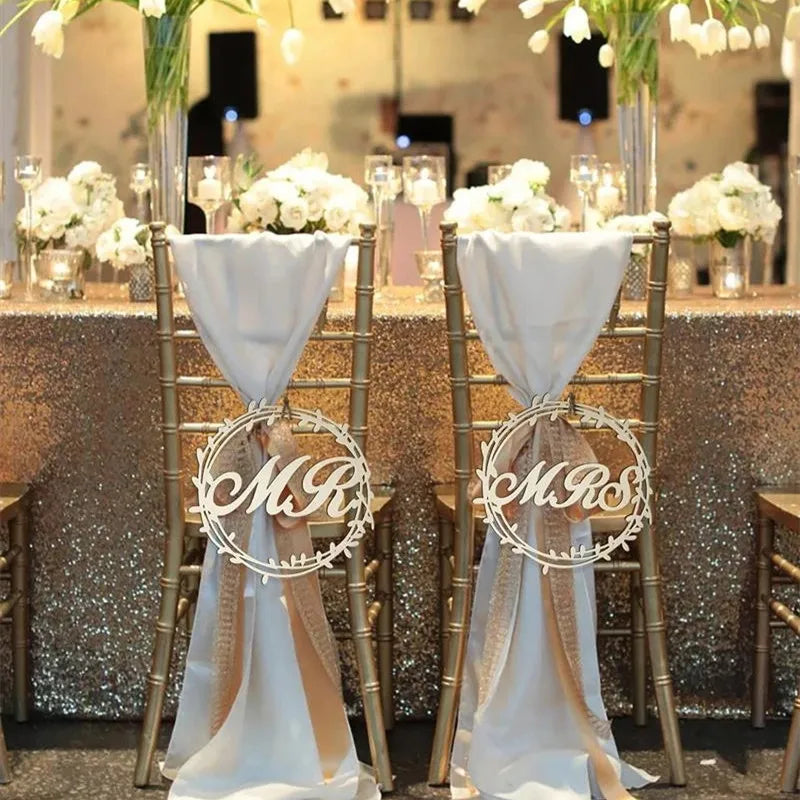 結婚式用木製Mr & Mrsサインオーナメント