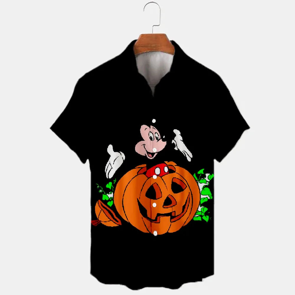 イベント・ハロウィングッズ｜ディズニーミッキー柄シャツ(S～5XL)