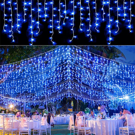 【イベント・クリスマス装飾】屋外用LED滝型ストリングライト(幅4m)