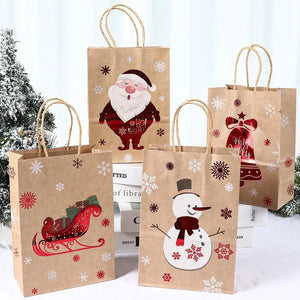 イベント・クリスマス装飾｜クリスマスクラフト紙ギフトバッグセット(4枚入)