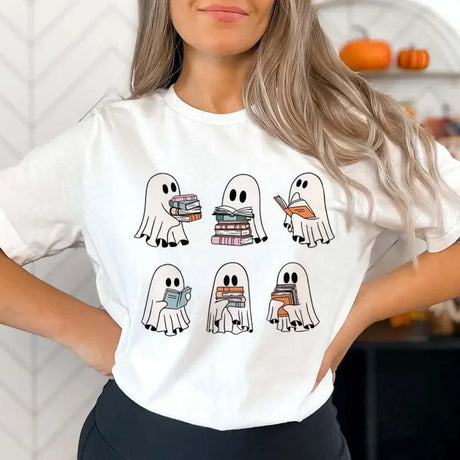 イベント・ハロウィングッズ｜レトロゴースト漫画柄カジュアルTシャツ（M～3XL）