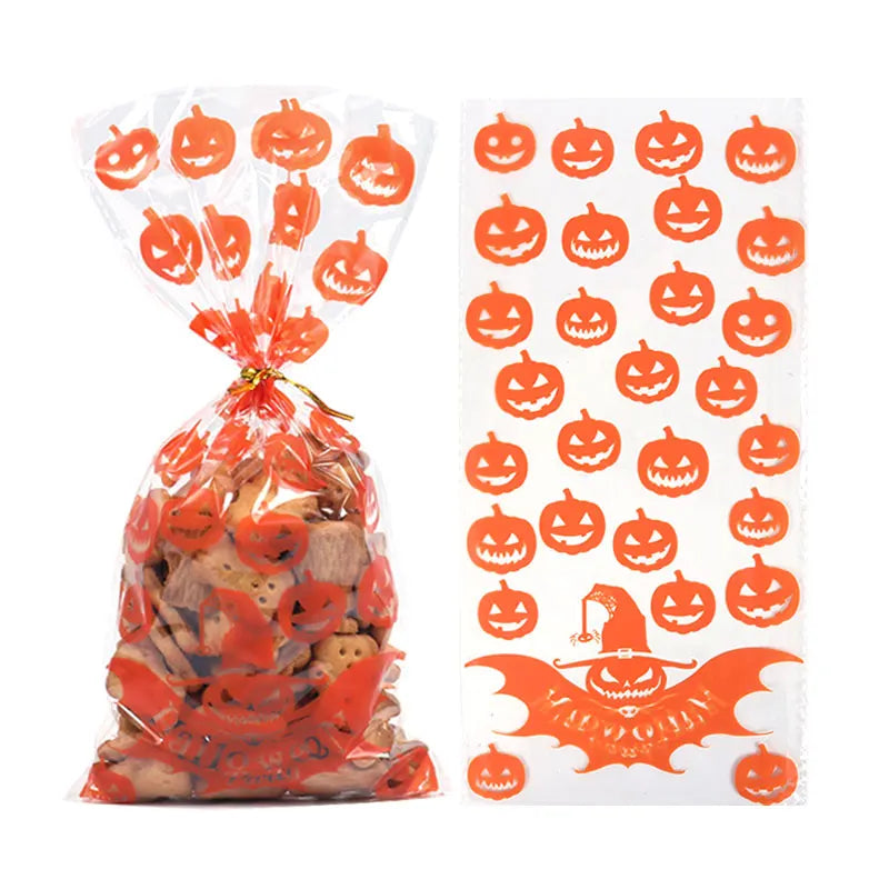 イベント・ハロウィングッズ｜クモの巣柄 セロハンギフトバッグ 50個