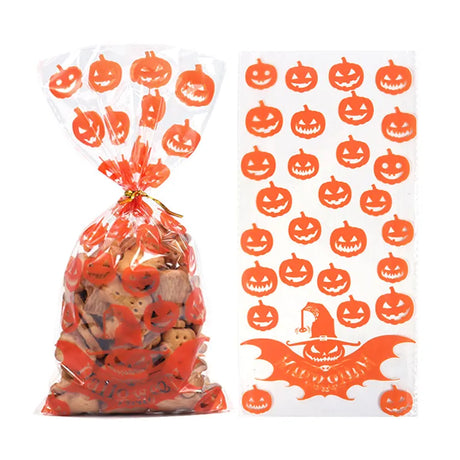 イベント・ハロウィングッズ｜クモの巣柄 セロハンギフトバッグ 50個