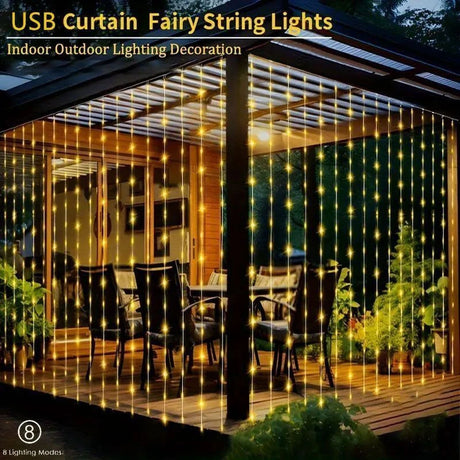 【イベント・クリスマス装飾】LEDカーテンライト USB接続(幅3M/4M/6M)