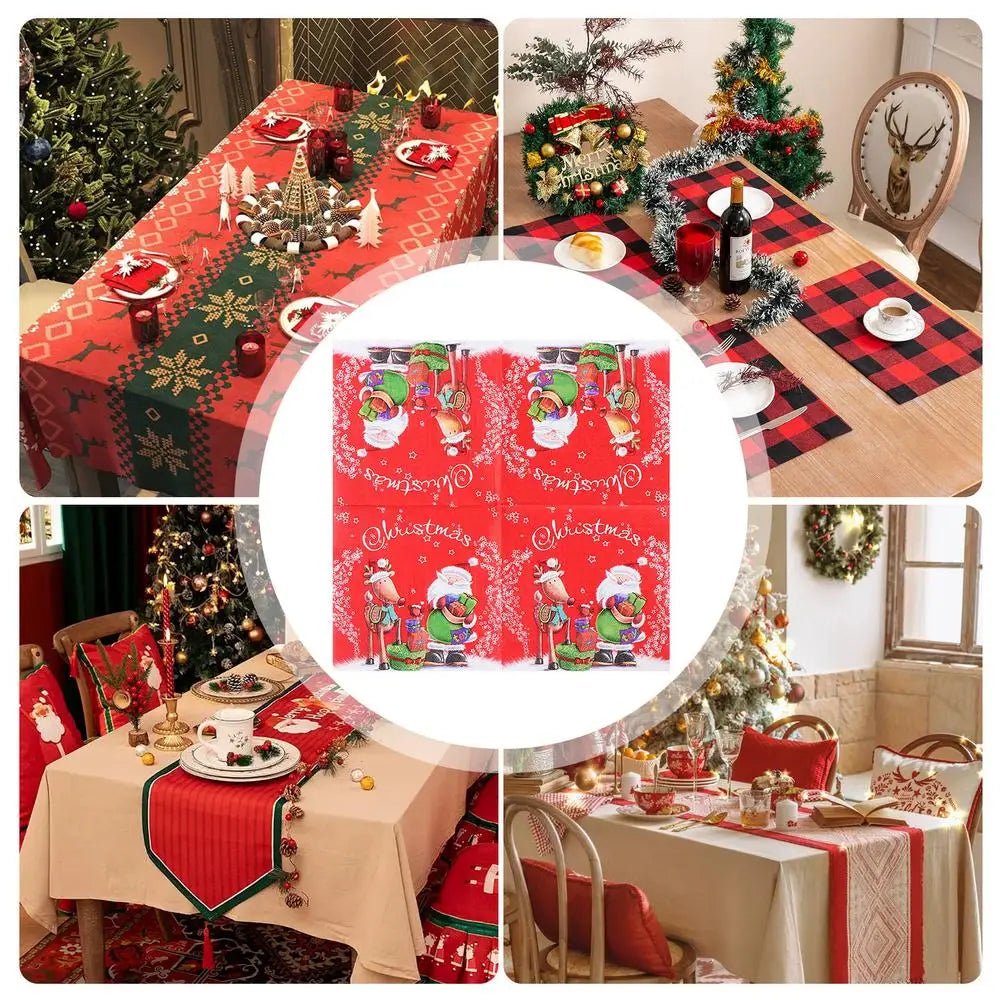 イベント・クリスマスグッズ｜クリスマス柄 ペーパーナプキン レッド(20枚入)