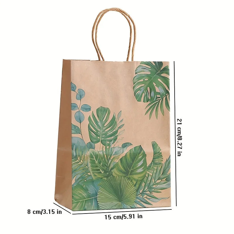 |ノベルティ用品 | ボタニカルプリントクラフト紙バッグ12枚セット | W15×H21×D8c