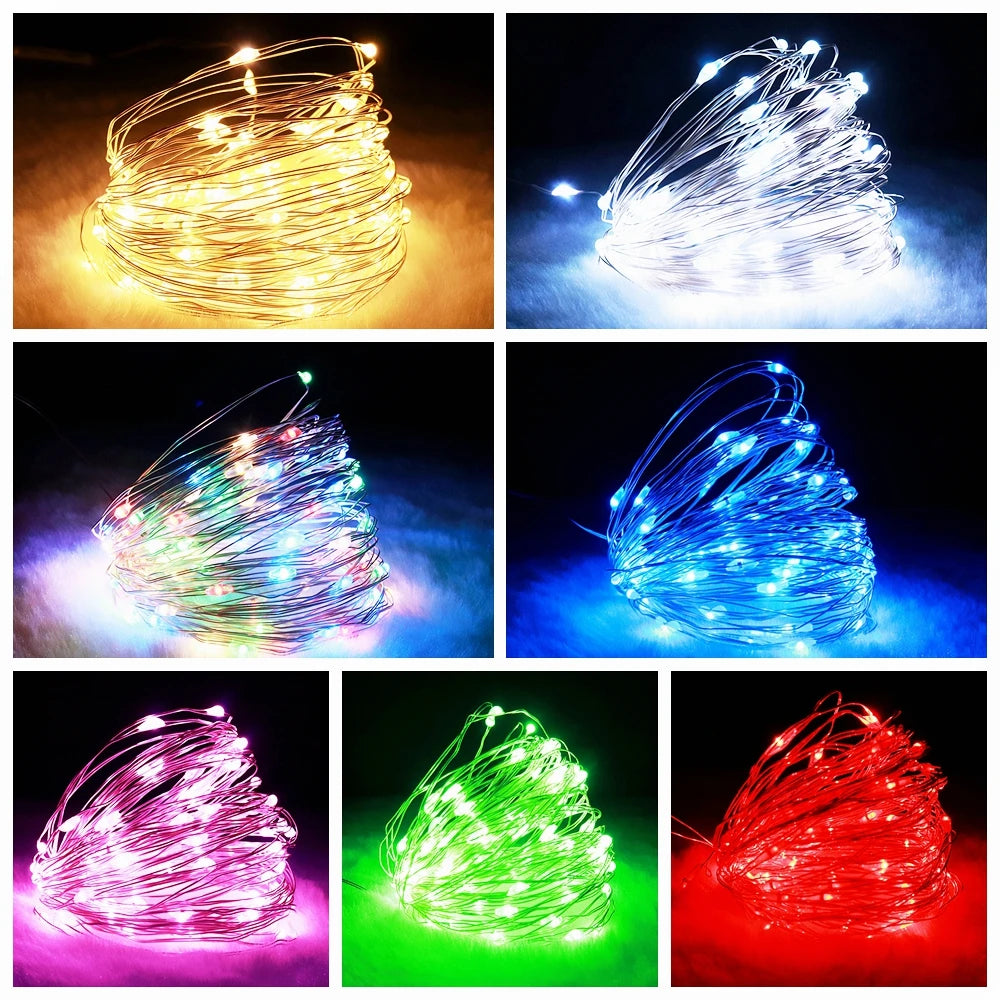 イベント・クリスマス装飾｜選べる電源！LEDストリングガーランドライト(1M/2M/5M/10M)