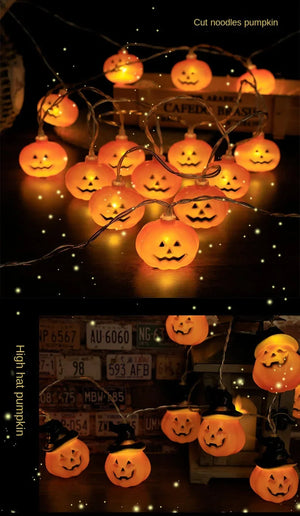 イベント・ハロウィン装飾｜LEDパンプキン＆コウモリ ライトストリング