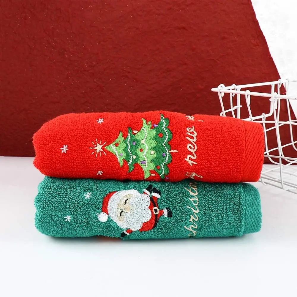クリスマスグッズ・ ノベルティ用品｜クリスマス柄刺しゅう入りコットンタオル | 34×74cm