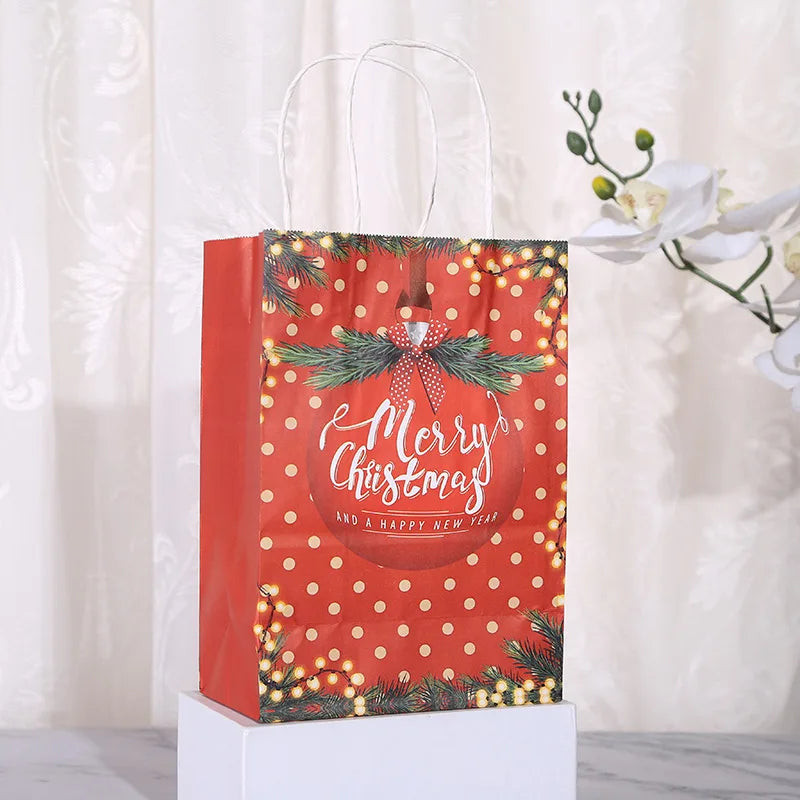 イベント・クリスマス装飾｜クリスマス用ペーパーギフトバッグ セット(4/8個入)