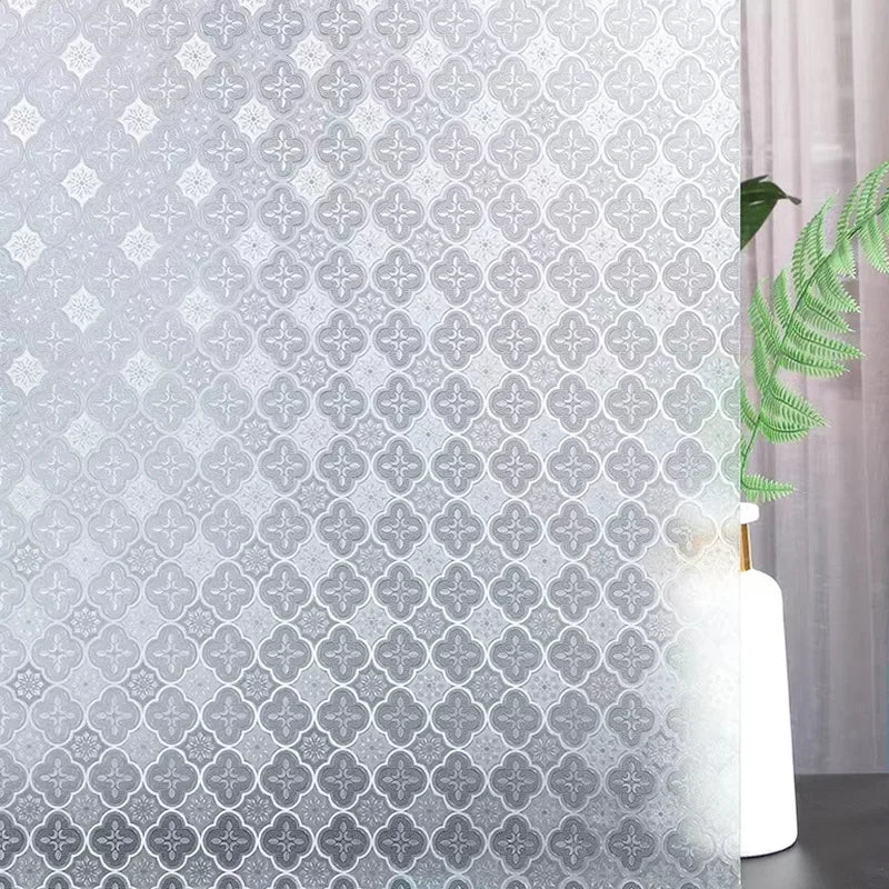 【静電気吸着】レトロなベゴニアの花柄ガラスフィルム  / UVカット＆断熱効果