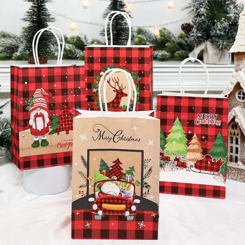 イベント・クリスマス装飾｜クリスマスクラフト紙ギフトバッグセット(4枚入)