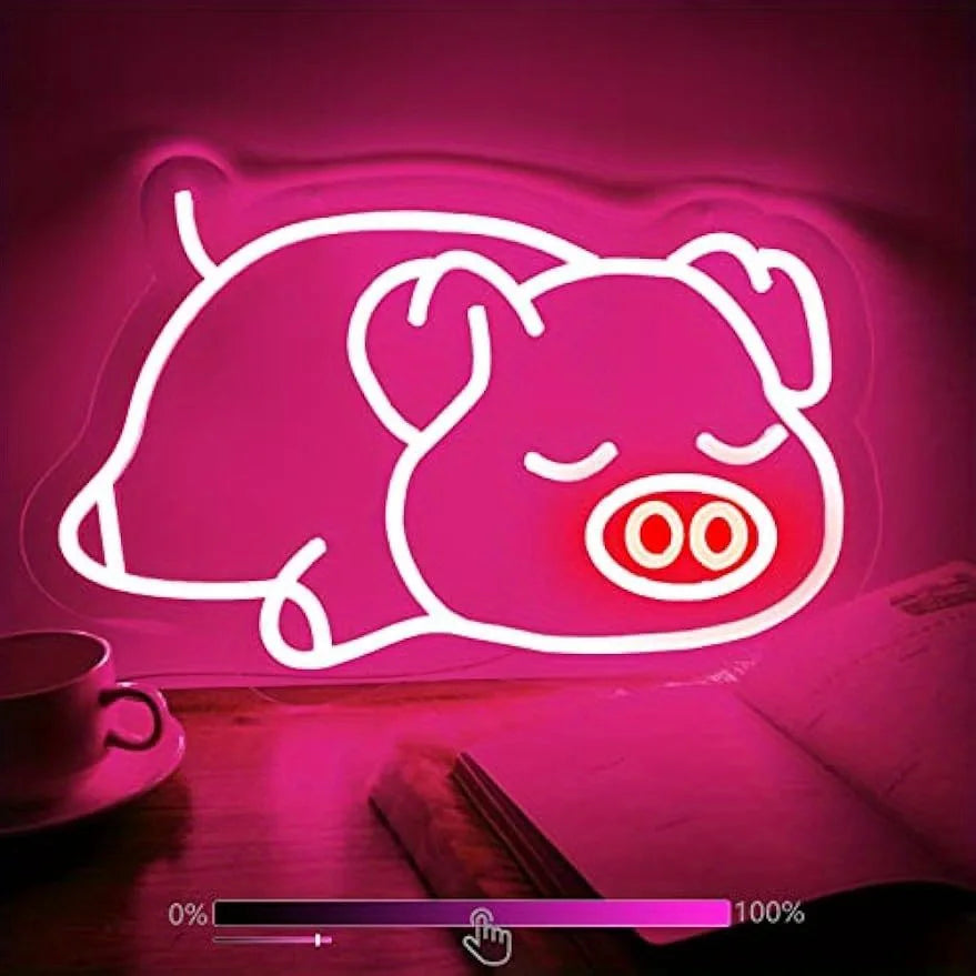 かわいい豚のLEDネオンサイン（ネオン看板） 調光可能