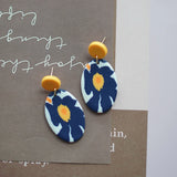 アールデコ風花柄ポリマークレイイヤリングセット