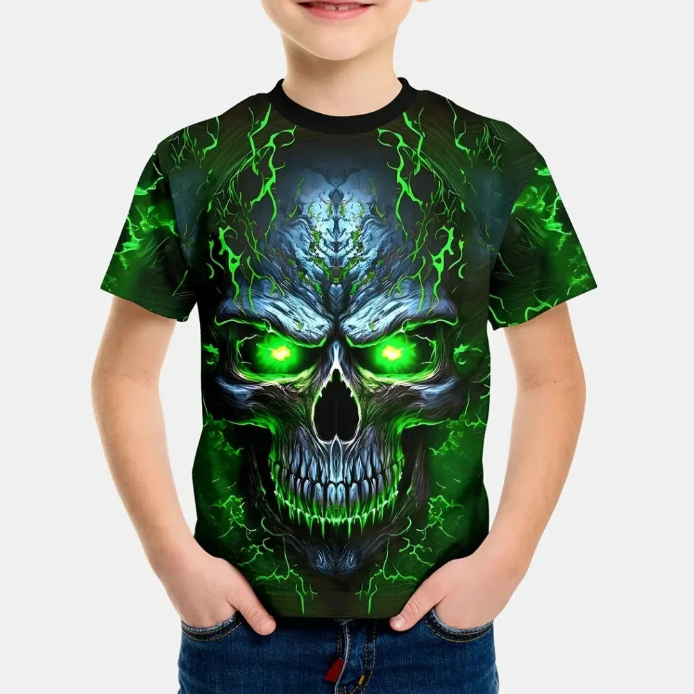 イベント・ハロウィングッズ｜スカルプリント半袖Tシャツ（110c～160c）