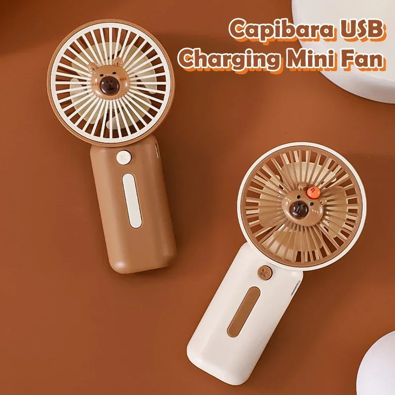 USB充電式 カピバラ柄ミニファン