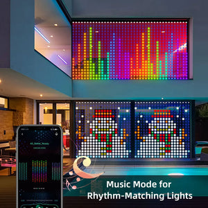 イベント・クリスマス装飾｜1600万色発色！音楽付きLEDカーテンライト(幅1.6M～3M)