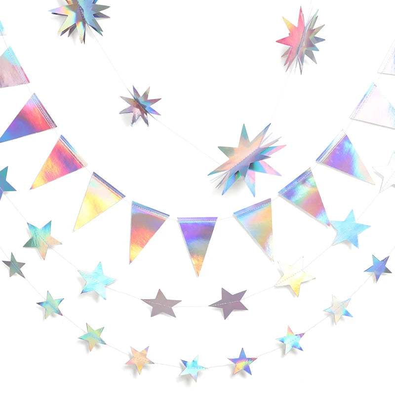 イベント・クリスマス装飾｜虹色星型ガーランドバナー