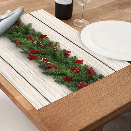 イベント・クリスマス装飾｜リネンプレースマット4枚セット