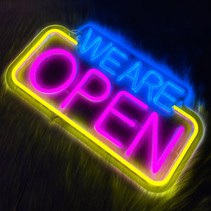 WE ARE OPEN　LEDネオンサイン（ネオン看板）　ブルー・ピンク