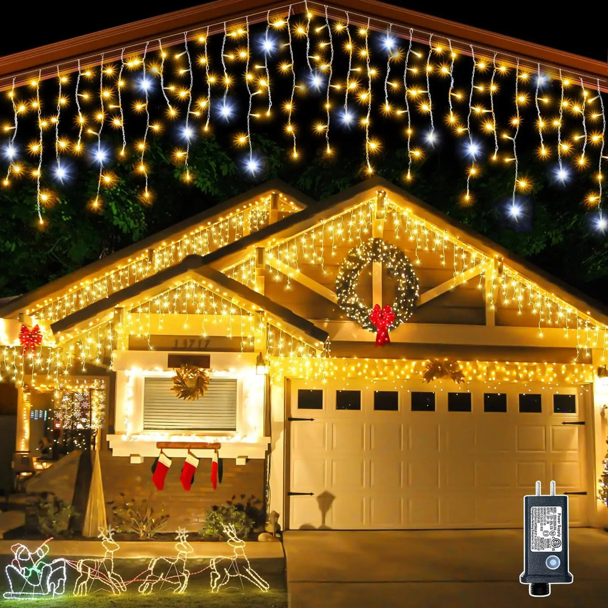 イベント・クリスマス装飾｜LEDつらら型  屋外用カーテンライト(幅4M～32M）