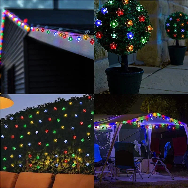 イベント・クリスマス装飾｜屋外用ソーラー式LEDライト 8モード (5m/7m/12m)