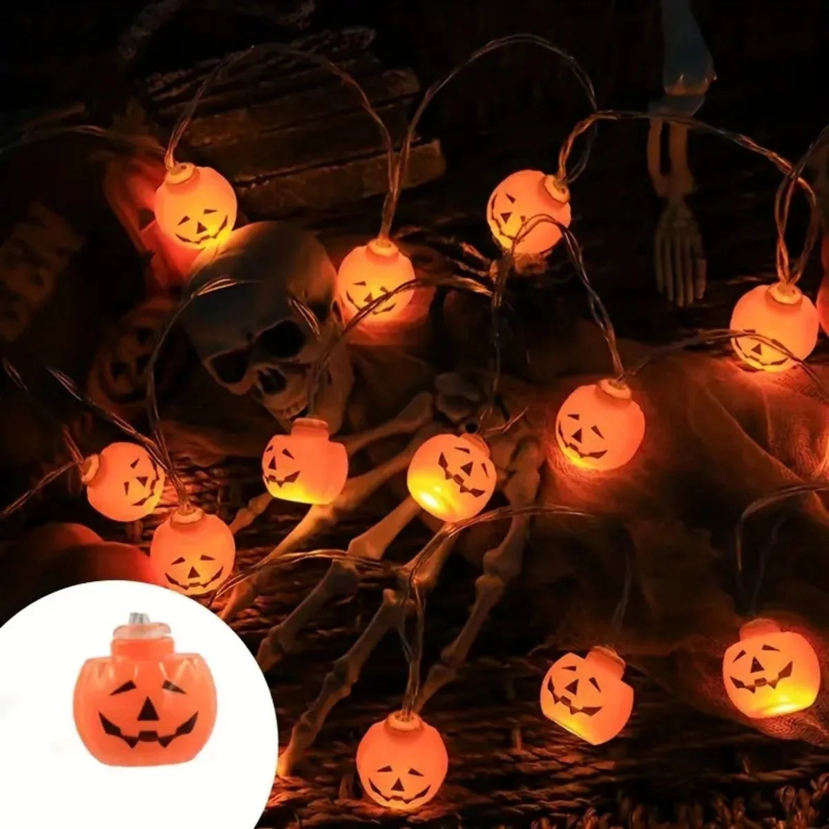 イベント・ハロウィン装飾｜LEDかぼちゃ型ランタン（1.5M / 3M）