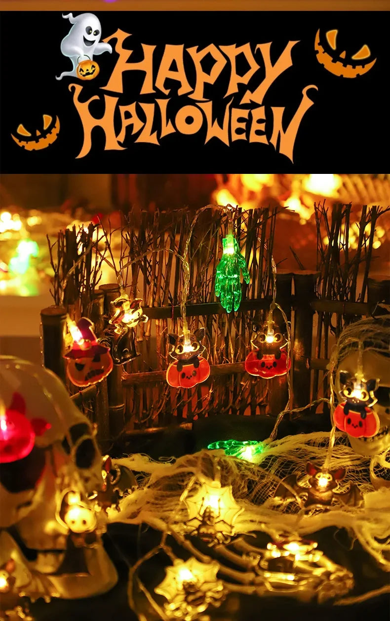 イベント・パーティー装飾｜ハロウィンLEDパンプキンライトストリング(1.5M)