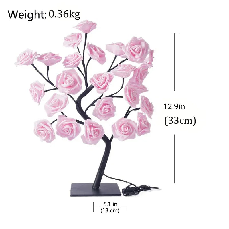 イベント・パーティー装飾｜LEDローズフラワーテーブルラン(高さ33cm）