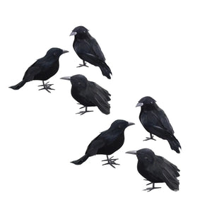 イベント・ハロウィングッズ｜リアルな黒いカラスのオーナメント6個セット