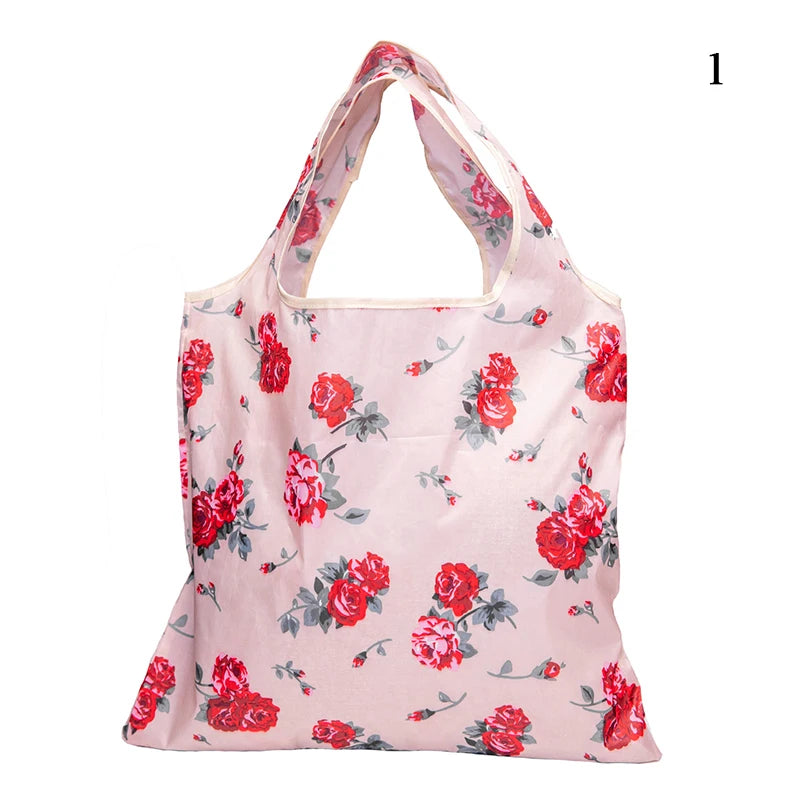 |ノベルティ用品 | コンパクト収納 花柄エコバッグ | 44×40c