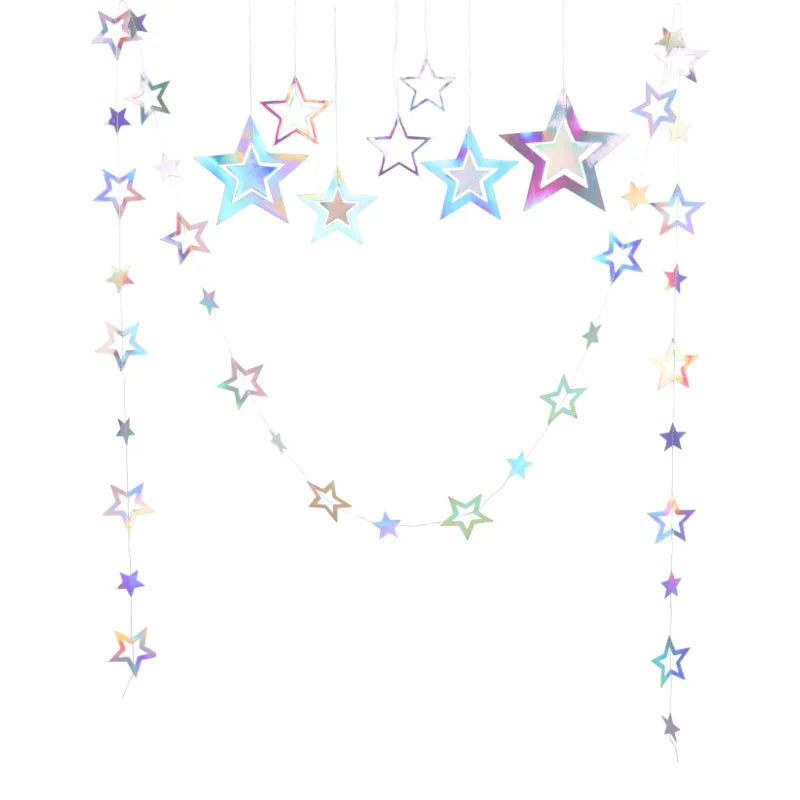 イベント・クリスマス装飾｜虹色星型ガーランドバナー