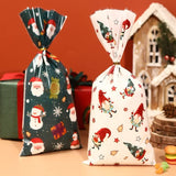 イベント・クリスマス装飾｜クリスマス柄ビニール製ギフトバッグセット(25/50/100pcs)