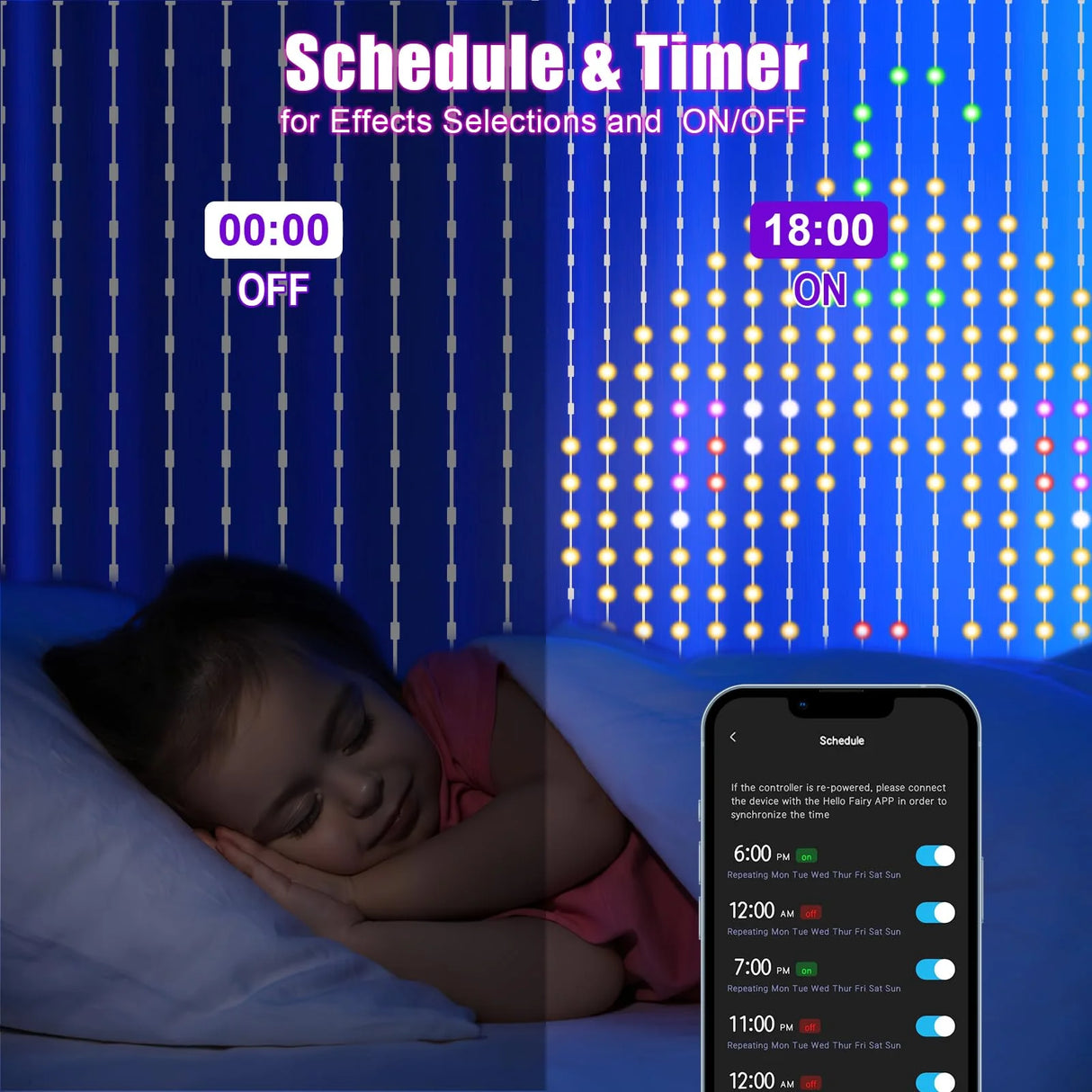 イベント・クリスマス装飾｜1600万色発色！音楽付きLEDカーテンライト(幅1.6M～3M)